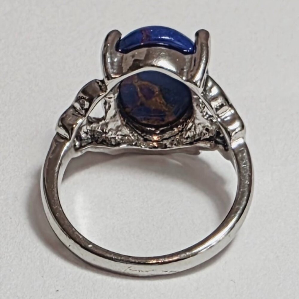 Blue and Copper Stone Statement Ring Silver Tone | EU 16 (US 6) - Picture 6 of 7